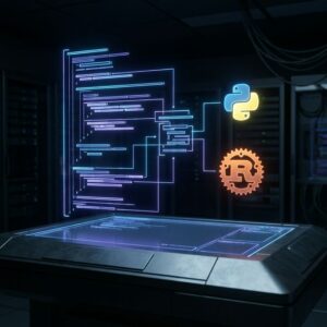 Ilustracao detalhada sobre As Linguagens de Programação que Dominam 2026: Por que Python e Rust São o Novo Padrão Ouro