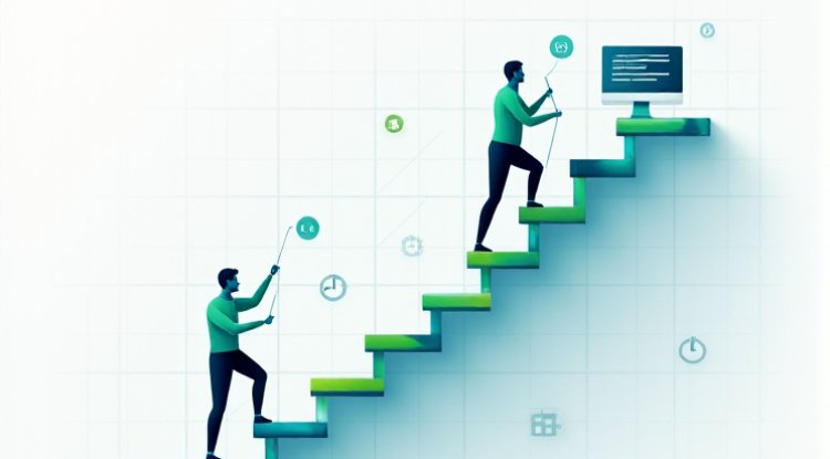 Ilustracao detalhada sobre Tim-tim por tim-tim da transição de carreira como desenvolvedor