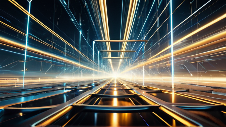 Representação abstrata de estados quânticos e partículas de luz em um ambiente tecnológico sofisticado.