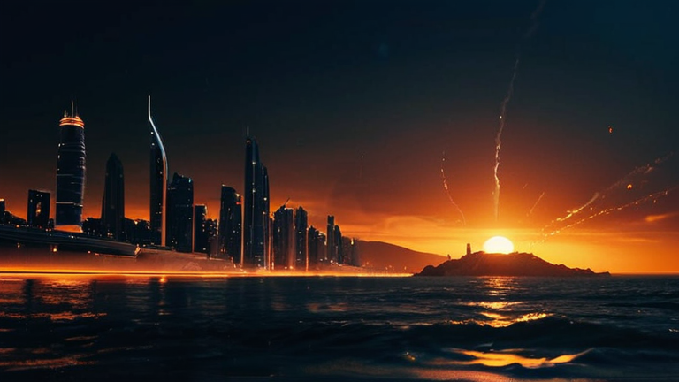 Cena urbana estilizada com luzes noturnas, capturando a essência vibrante de Leonida.