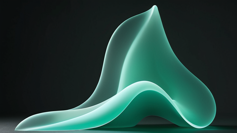 Composição artística com formas orgânicas e translúcidas em camadas, evocando uma estética natural e tecnológica.