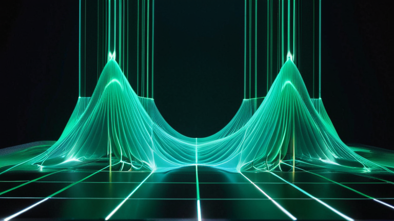 Representação abstrata de blocos de lógica e fluxos de código comparativos em estilo 3D limpo.