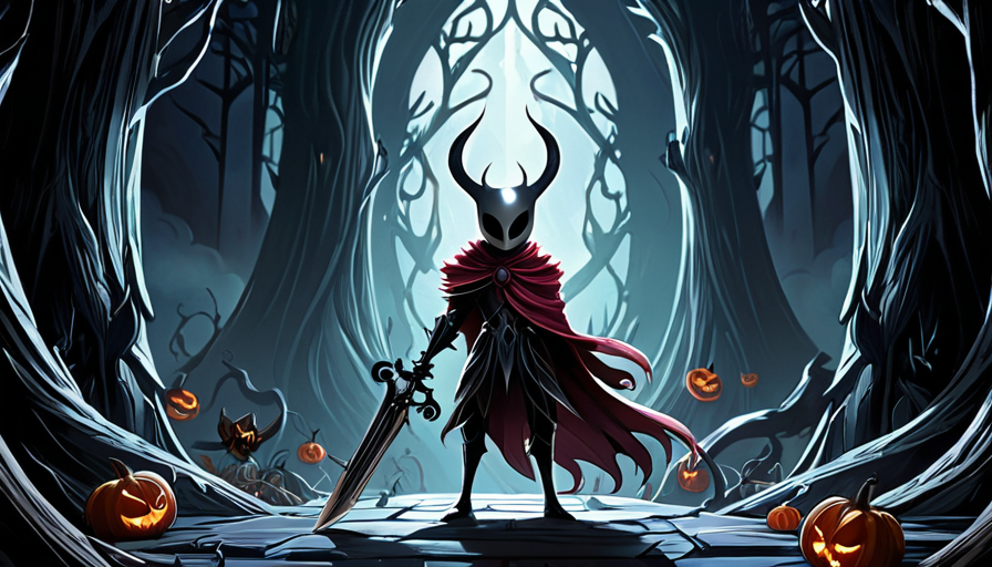 Ilustração vetorial minimalista com agulhas e fios de seda simbolizando o jogo Silksong