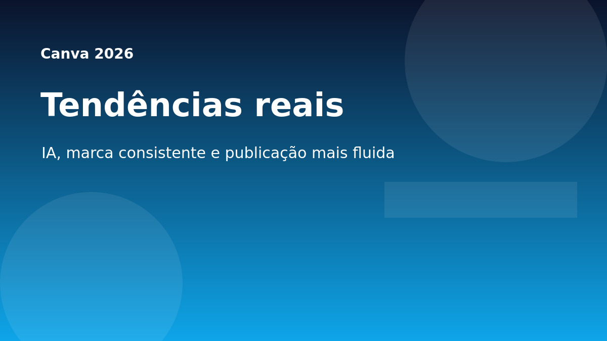 Capa editorial sobre tendências da Canva em 2026, IA e consistência de marca.