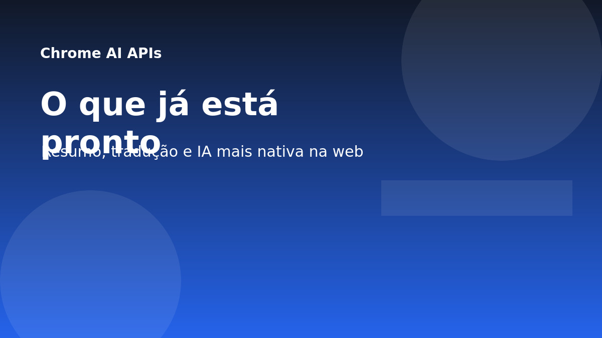 Capa editorial sobre AI APIs nativas do Chrome para web.