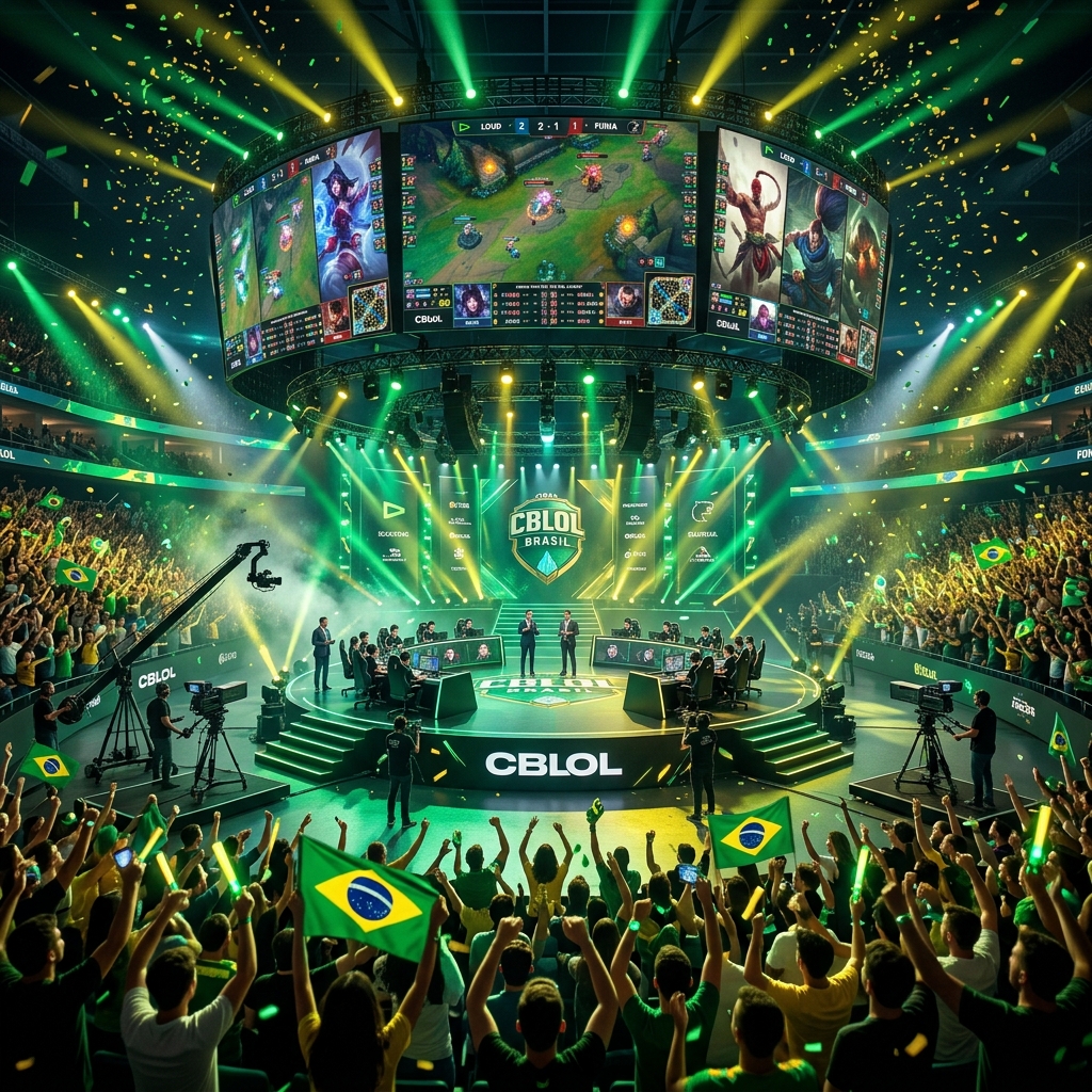 Arena lotada para a final do CBLOL 2026 no Brasil.