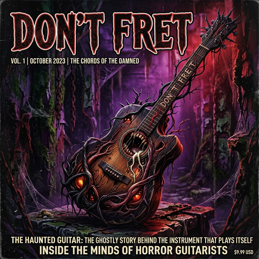 Horror-themed acoustic guitar for Don’t Fret blog post.