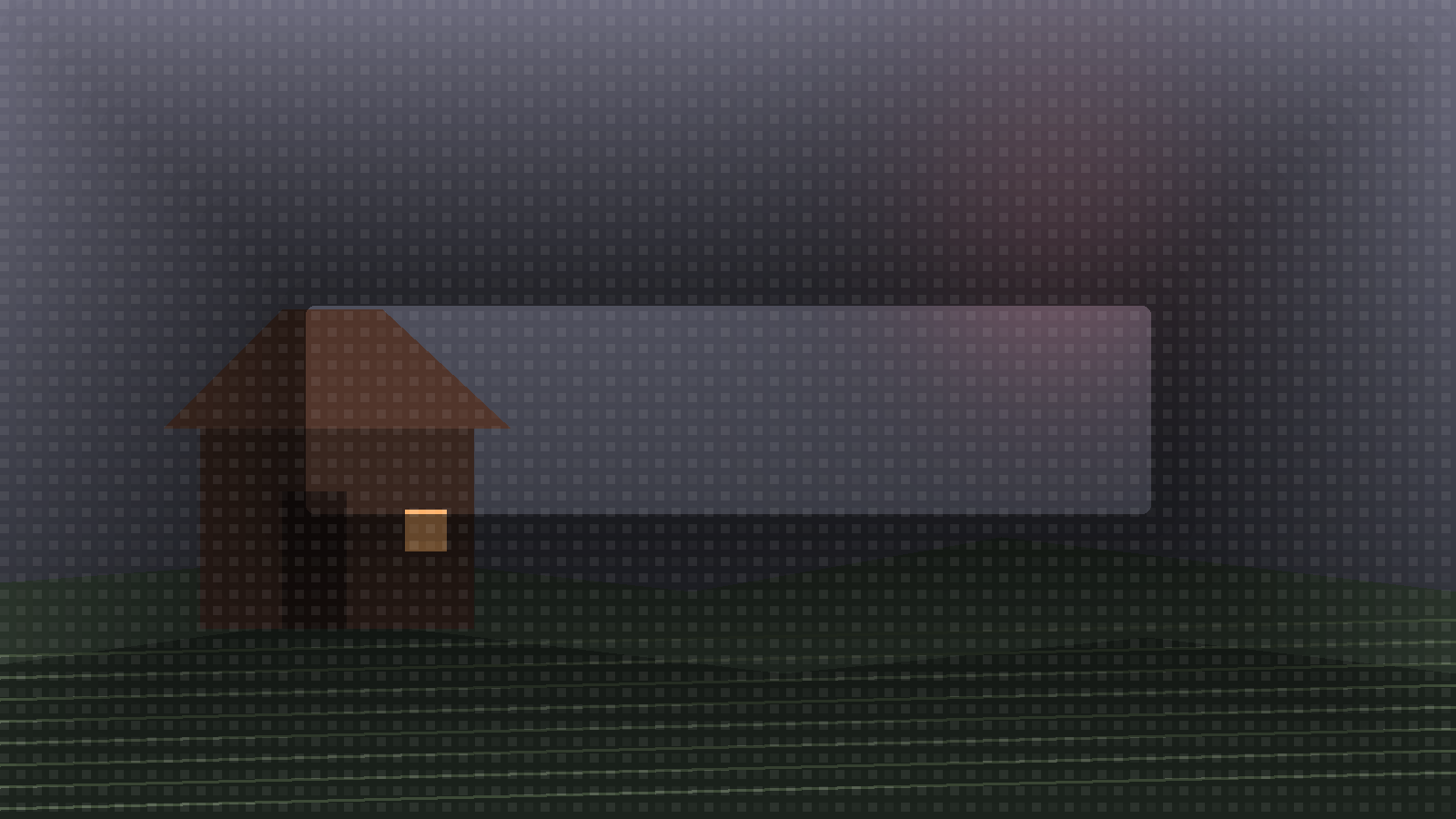 Cena rural com fazenda, plantacao e clima de misterio ao anoitecer, sugerindo um jogo cozy com suspense.