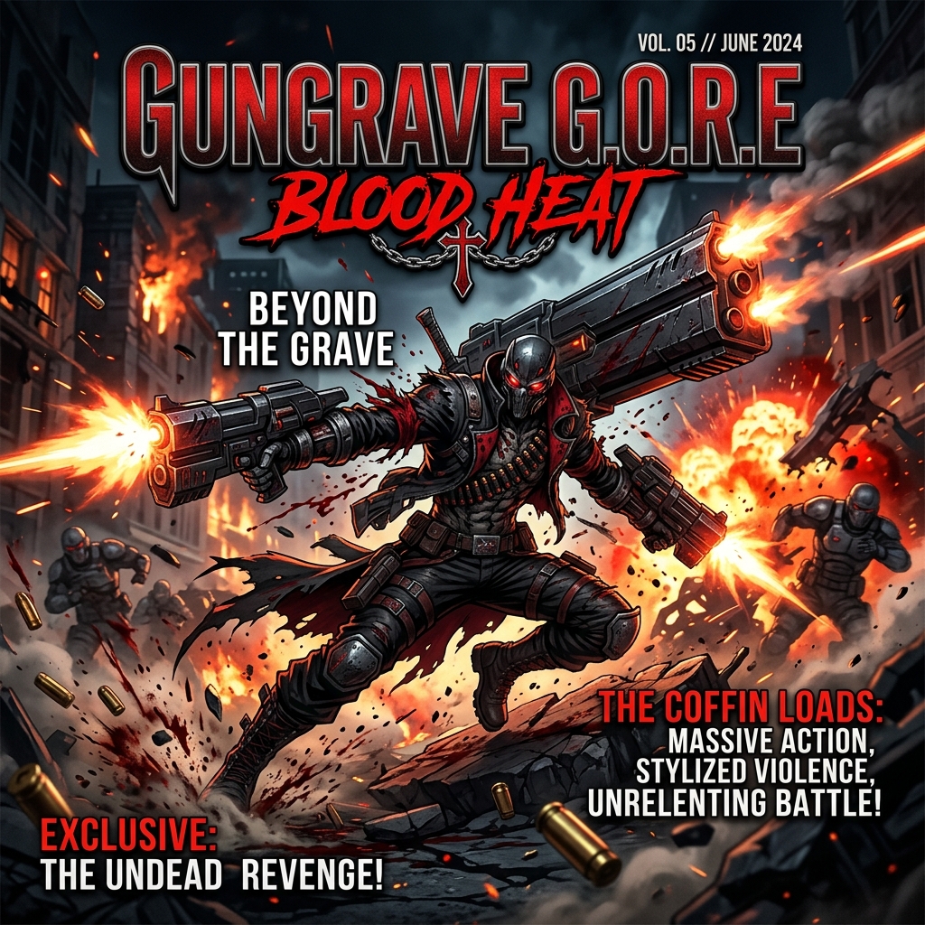 Action-packed cover for Gungrave G.O.R.E Blood Heat.