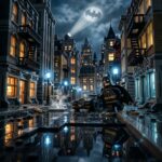 Cena do jogo LEGO Batman: Legacy of the Dark Knight com blocos de LEGO detalhados e reflexos realistas, mostrando o potencial do Ray Tracing.