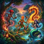 Arte representativa de elementos da cultura e jogos brasileiros em estilo digital moderno