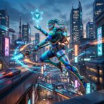 Nova heroina de Overwatch 2 em destaque, com um mapa futurista ao fundo, pronta para a acao da nova temporada.