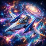 Arwing voando em uma nebulosa espacial vibrante, capa do jogo Star Fox 64 Remake