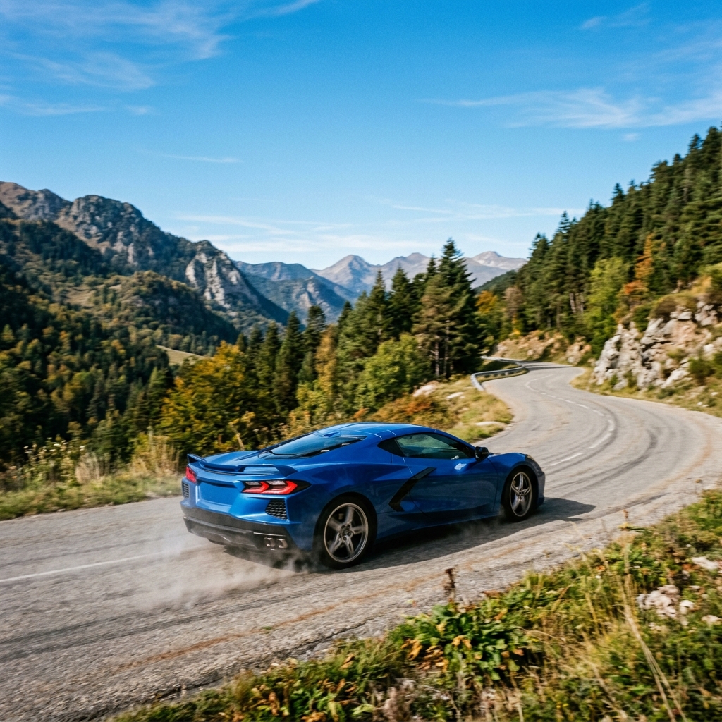 Um carro esportivo de alta performance correndo em uma paisagem exuberante, simbolizando os jogos de corrida que chegam ao Xbox Game Pass.