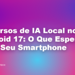 Um smartphone moderno exibindo elementos visuais sutis e brilhantes inspirados em IA, simbolizando inteligência artificial no dispositivo.